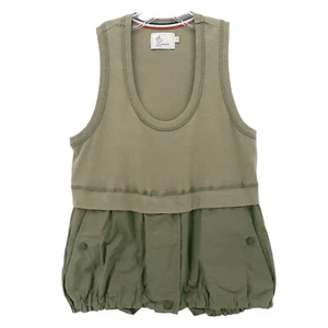 Camiseta sin mangas Moncler Canotta verde militar dobladillo burbuja cordón a presión usada en excelente estado talla XS - Imagen 1 de 10