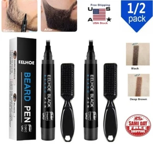 2x Pennello Sopracciglia Baffi Impermeabile Riempitivo Barba Coltivatore Capelli Lunga Durata - Foto 1 di 17