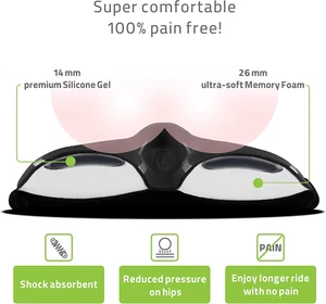 Cojín de asiento de bicicleta estrecho, [ESPUMA Y GEL CON MEMORIA EXTRA] Almohadilla cómoda Bicicleta triste... - Imagen 1 de 12