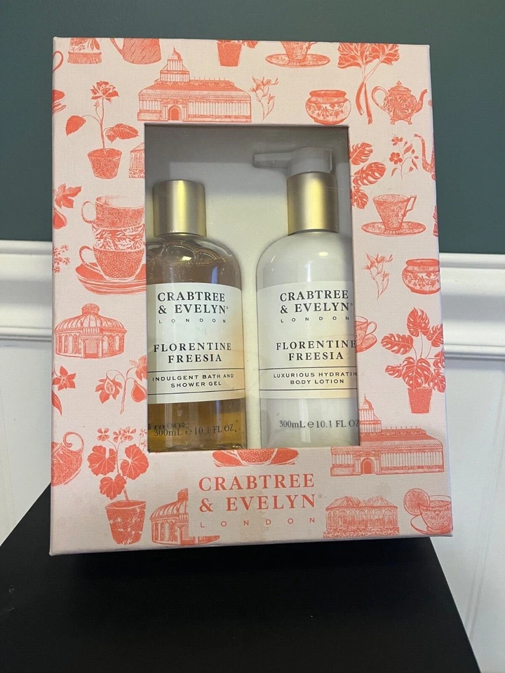 Juego de loción y lavado de baño Crabtree Evelyn FLORENTINE FRESSIA caja de regalo de 10,1 oz caja de regalo BN Foto 1 de 3