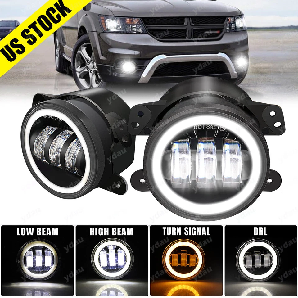 Par de luces antiniebla LED de 4 pulgadas para Jeep Wrangler JK TJ LJ Dodge Journey Charger Foto 1 de 4
