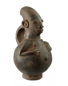 Jarre Mangbetu 24 cm - Poterie Africaine - Vase Terre Cuite - 17405 - Imagen 1 de 11