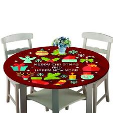 Table Printing Christmas New Year Tablecloth Round - Stain