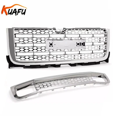 For GMC Sierra 2500HD/3500HD Denali 2011-2014 Front Upper Lower Grille Chrome Foto 1 de 4