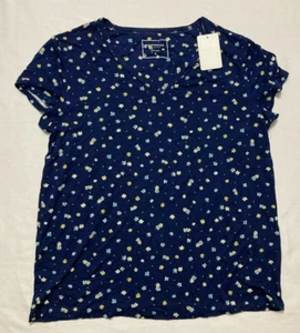 Top de pijama cuello en V Charter Club marino floral M - Imagen 1 de 3