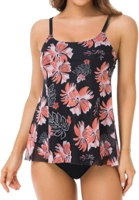 2 Piece Tummy Control High Waist Bikini Tankini Swimsuit Cup B-C Size L 14 / 16 - Image 1 of 4