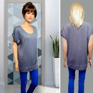 WALLIS TOP SIZE M RRP £30 GREY SLEEVELESS SEQUINED LOOSE FIT SHORT SLEEVE #5 - Picture 1 of 8