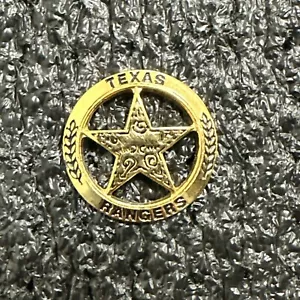 TEXAS RANGERS Gold Colored Round Lapel Hat Pin Badge Law Enforcement 7/8 Inch - Picture 1 of 3