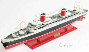 SS United States Ocean Liner Wooden Model 32" Cruise Ship Fully Assembled Boat - Picture 1 of 10
