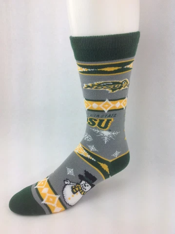 North Dakota State Bison Christmas Snowman Crew Dress Thin Style Socks Cover