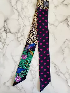 Pre-Owned Authentic HERMES Jungle Love Silk Twill Twilly Scarf Scarves Accessory - Picture 1 of 7