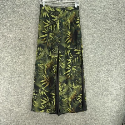 Pantalones chinos sin marca para mujer M medio verde floral tiro alto frente plano pierna ancha Foto 1 de 4