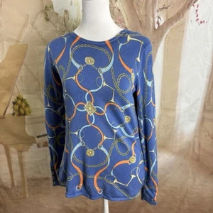 Blusa con estampado de cadena azul y naranja de J. McLaughlin - Imagen 1 de 9