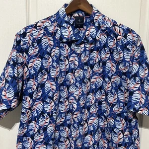 Camisa Hawaiana TailorByrd XXL Azul Estampado Tropical Informal Abotonada - Imagen 1 de 14