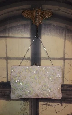 Vintage Walborg Beaded Floral Sequin Chain Evening Hand Bag Made in Belgium - Image 1 of 4