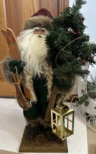 Vintage Santa Clause 23” Tall Standing Holding Tree/ Ski/ Lantern/Christmas Tree - Picture 1 of 12