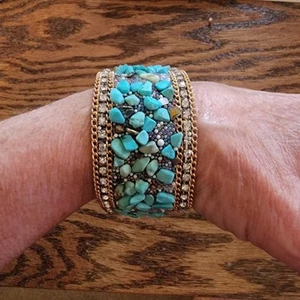 Faux Türkis Blau Steine Armband Southwestern Magnetband Bling Strass - Bild 1 von 18