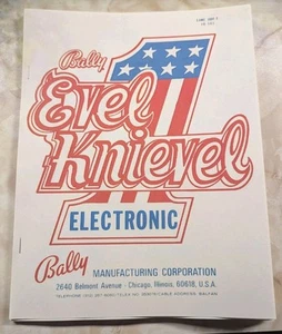 Bally 1979 Evel Knievel flipper manuale con schemi pieghevoli ristampa quartier generale - Foto 1 di 3
