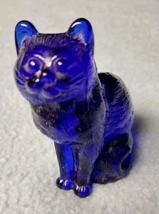 Vintage Mosser Glas kobaltblau sitzende Katze 3" groß Figur nicht mehr produziert, schön - Bild 1 von 10
