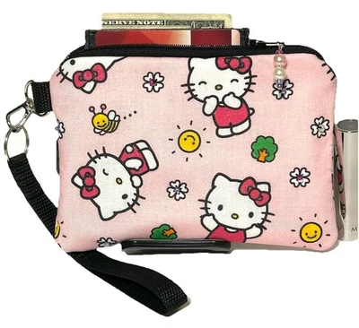 Hello Kitty ручной работы деньги монета-ID-CreditCard кошелек с ремешком сумочки мешок - Изображение 1 из 4