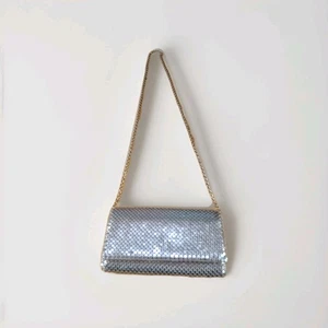 Y2K Jessica McClintock Silber Netz Abendtasche Glam Kette Riemen Handtasche Clutch Vintage - Bild 1 von 13
