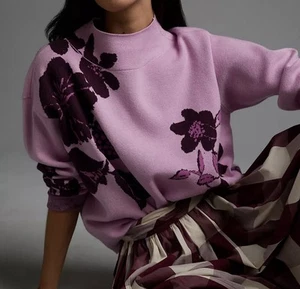 Maeve Anthropologie Carys Jo Faulkner Mock Neck Floral Sweater Women’s Plus 2X - Picture 1 of 3