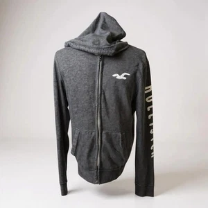 Hollister SEAGULL & SLEEVE LOGO  Men's Zip Up GREY Hoodie SIZE XL VERY GOOD - Picture 1 of 9
