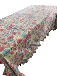 De Colección Algodón Rectángulo Hecho a Mano Mantel Floral Flor Volantes Happy Garden 50x86 - Imagen 1 de 6
