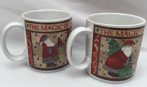 2 Debbie Mumm Magic of Santa Christmas Coordinating Coffee Tea Cup Mug Sakura #1 - Picture 1 of 2