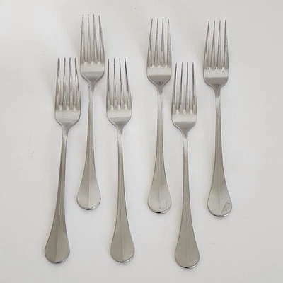 Pottery Barn PBN8 DINNER Forks Set of 6 Stainless Steel Flatware 8" - Image 1 of 4