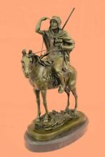 Barye Arabe Sur Cheval Marocain H Statue Figurine Bronze Sculpture Lost Cire