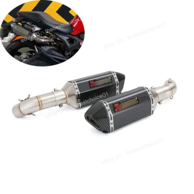 For Ducati Monster 696 695 795 796 1100 Exhaust Mid Link Pipe 51mm Muffler Tips - Image 1 of 4