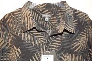 New Van Heusen XXL Short Sleeved Shirt in charcoal grey with floral fern design - Picture 1 of 7