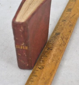antique miniature 2 x 1.75 book red leather History of Bible 1831 illustrated - Picture 1 of 13