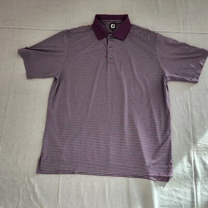 Footjoy FJ Polo Shirt Mens Large Purple Striped Short Sleeve Performance Stretch - Picture 1 of 13