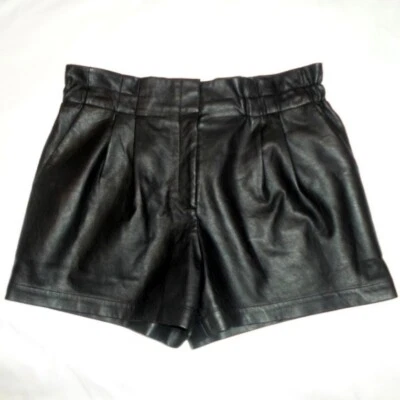 BCBG Max Azria SYMON Faux Vegan Leather Shorts Womens M Black High Waist - Image 1 of 4