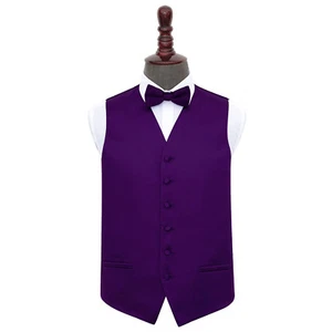 Lila Uni Satin Solide Herren Hochzeit Weste und Fliege Set von DQT - Bild 1 von 4