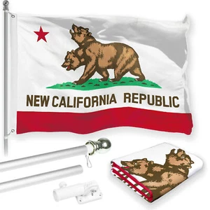 NEW G128 New California Republic NCR Flag & Pole, 6FT Silver Pole & 3x5FT 150D - Picture 1 of 9
