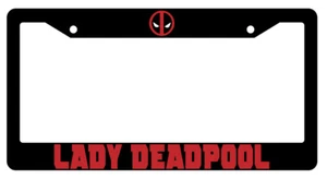 Lady Deadpool Design 2A Black Plastic License Plate Frame - Picture 1 of 1