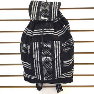 RASTA Bag Beach Hippie Baja Ethnic Backpack Made in Mexico Unisex Black & White - Picture 1 of 5