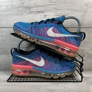 Nike Flyknit Running Trainers UK 4 Blue Pink Glow