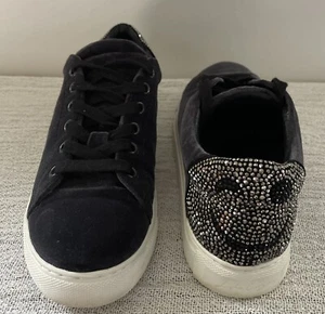 LOLA CRUZ Anthropology nero velluto strass smiley donna taglia 5,5/bambini taglia 4 - Foto 1 di 7