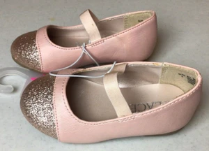 Girls Size 4 Pink Sparkle Toe Flat Mary Jane Dress Shoes The Children's Place - Picture 1 of 10