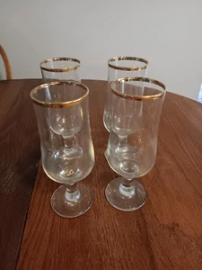 Vintage 4er Set Goldrand Kristall Hurrikan Gläser 7 1/2" Höhe, 2 1/2" Durchmesser - Bild 1 von 4