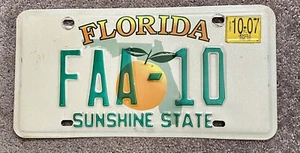2007 Florida Vanity Targa #FAA-10 "Sunshine State" (grande logo arancione) - Foto 1 di 6