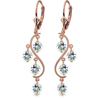 4.5 Carat 14K Solid Rose Gold Aquamarine Drop Earrings - Image 1 of 4