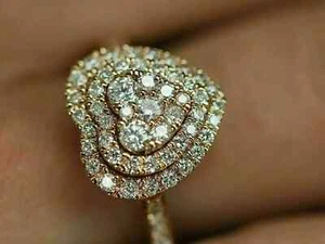 2.00 Ct Round Cut Moissanite Heart Shape Engagement Ring 14K Rose Gold Plated - Picture 1 of 6