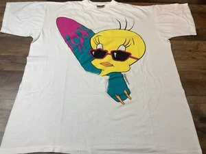 T-Shirt Vintage Tweety Vogel Herren XXXXL weiß Surfen Ozean Strand Cartoon 1995 - Bild 1 von 5