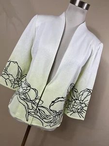 New Ming Wang PS Petite Small Jacket Green Blue Hook Eye V Neck Travel Knit B1 - Picture 1 of 6