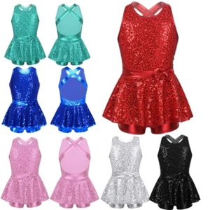 Freebily Kid Girls Modern Tap Jazz Dance Dress Lyrical Dancnwear Sequins AU - Picture 1 of 51